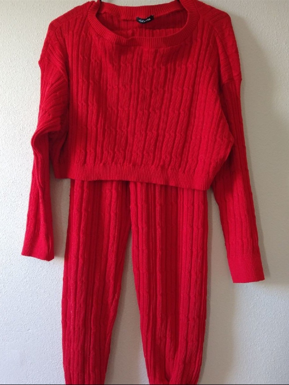 Fashion Nova Knitted Red Top and Pants